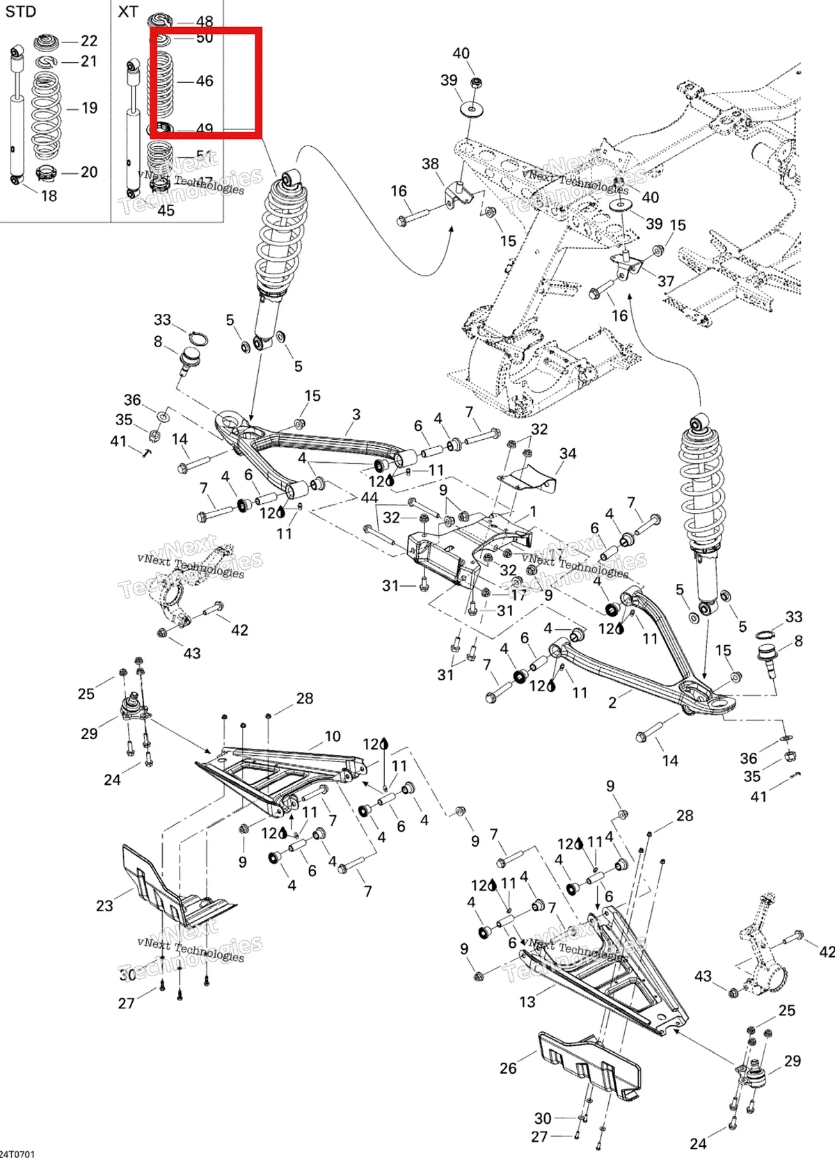 Схема применяемости: Передняя подвеска (XT), Can-Am Outlander Max 650 Xt 4 X 4 706200566