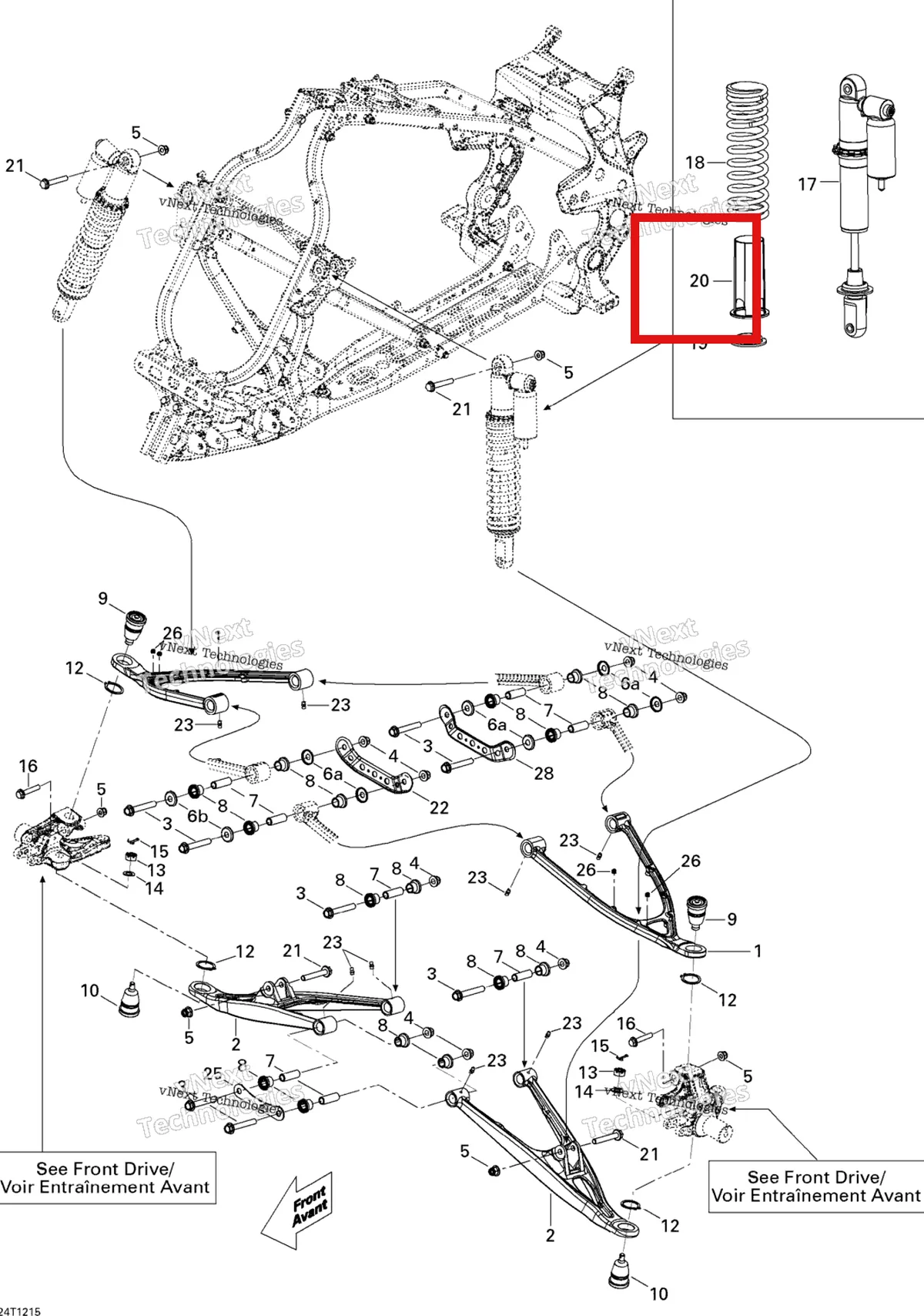 Деталь 706200645 на схеме узла 2015 Can-Am DS 450EFI STD Front Suspension
