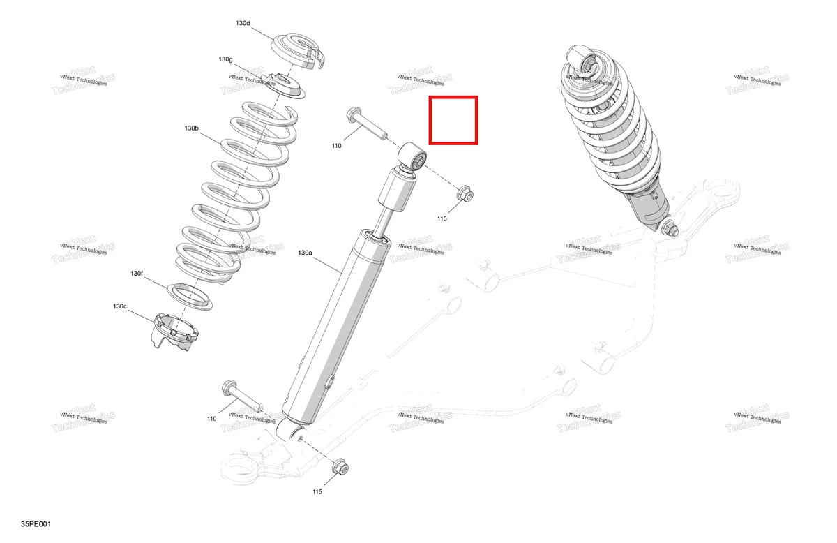 Деталь 706200785 на схеме узла 2025 Can-Am OUT-MAX - 6X6 - XT - 1000 EFI - 5ZSA - Boreal Green Suspension - Front Shocks