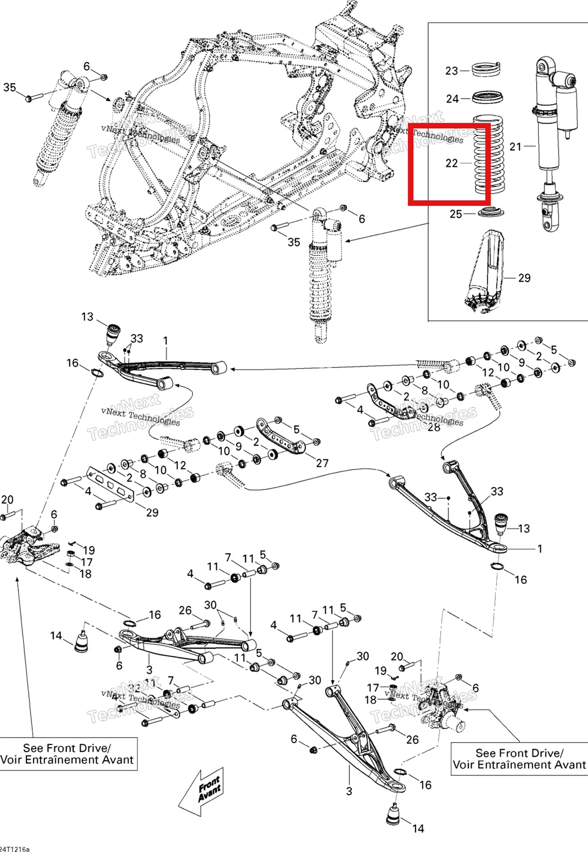 Деталь 706200830 на схеме узла 2015 Can-Am DS 450EFI XXC, XMX Front Suspension Xxc