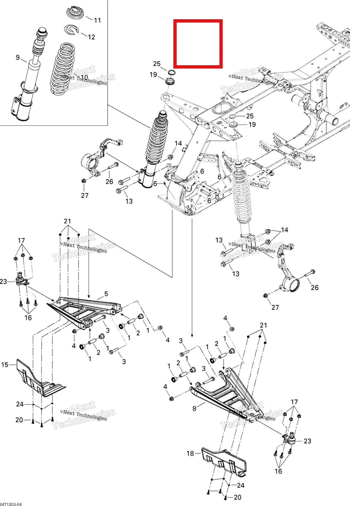 Деталь 706200882 на схеме узла 2012 Can-Am Outlander 500EFI STD & XT Front Suspension