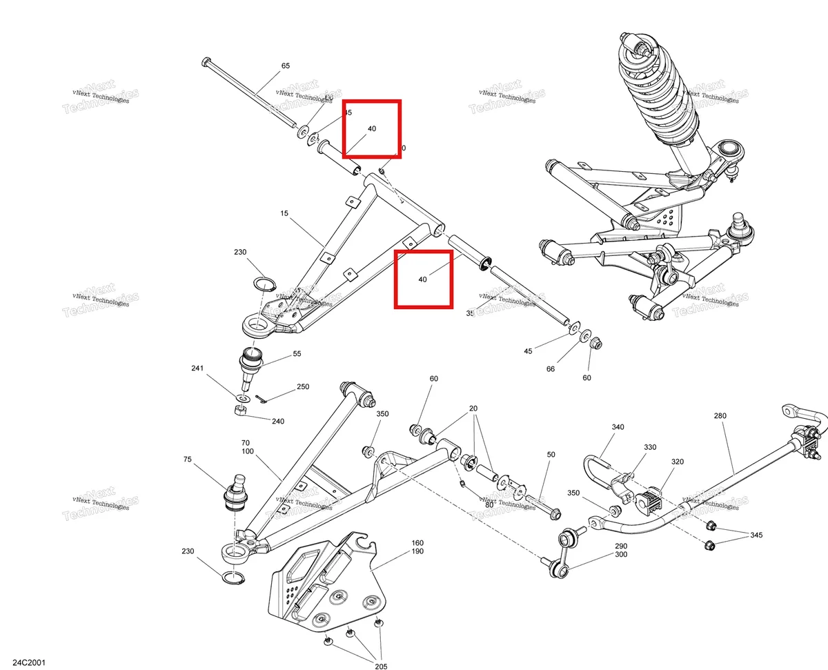 Деталь 706201062 на схеме узла 2020 Can-Am Commander MAX 800R EFI Front Suspension