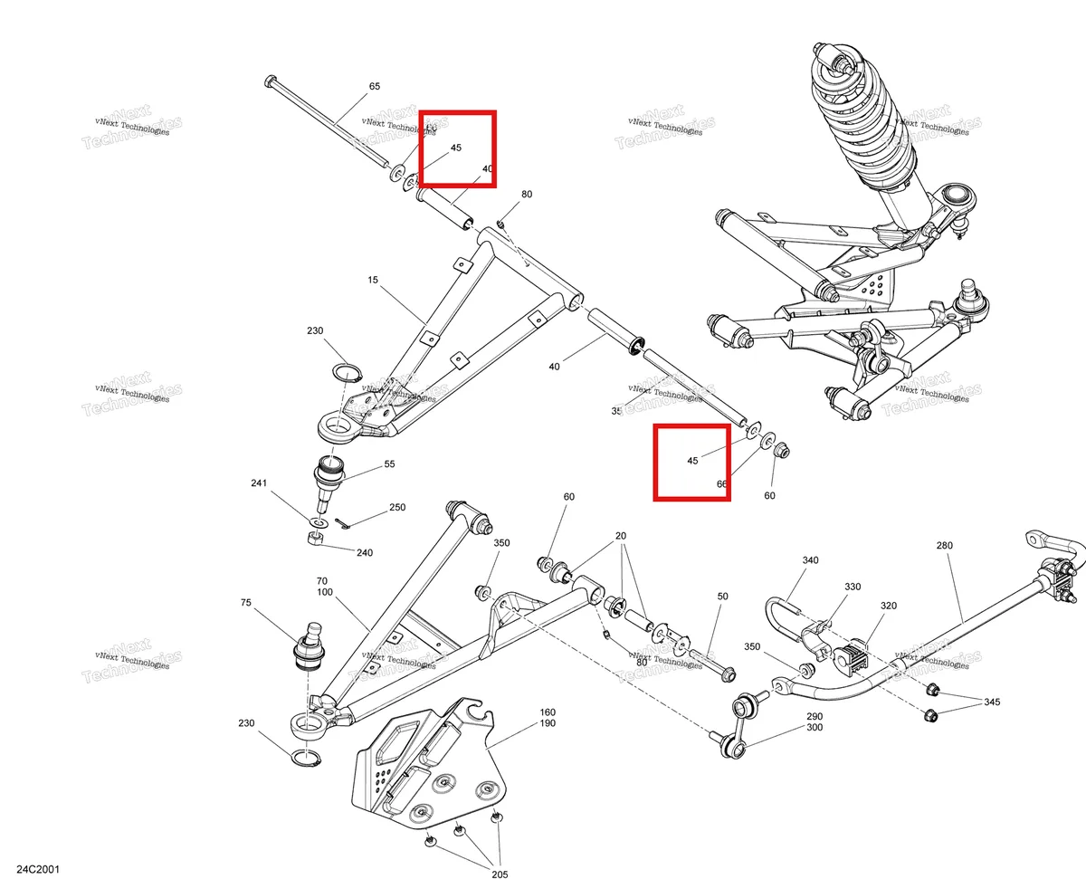 Деталь 706201063 на схеме узла 2020 Can-Am Commander MAX 800R EFI Front Suspension