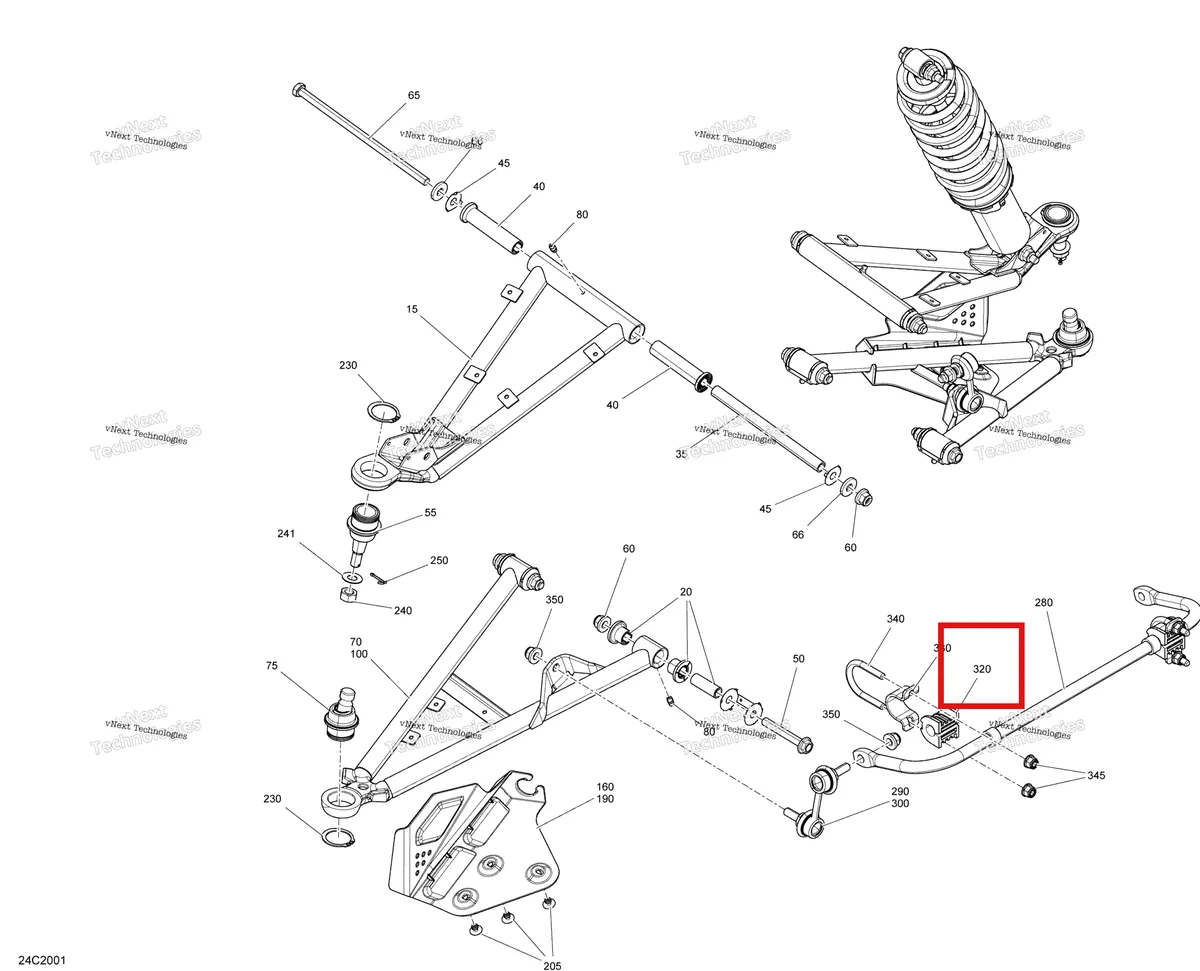 Деталь 706201086 на схеме узла 2020 Can-Am Commander MAX 800R EFI Front Suspension