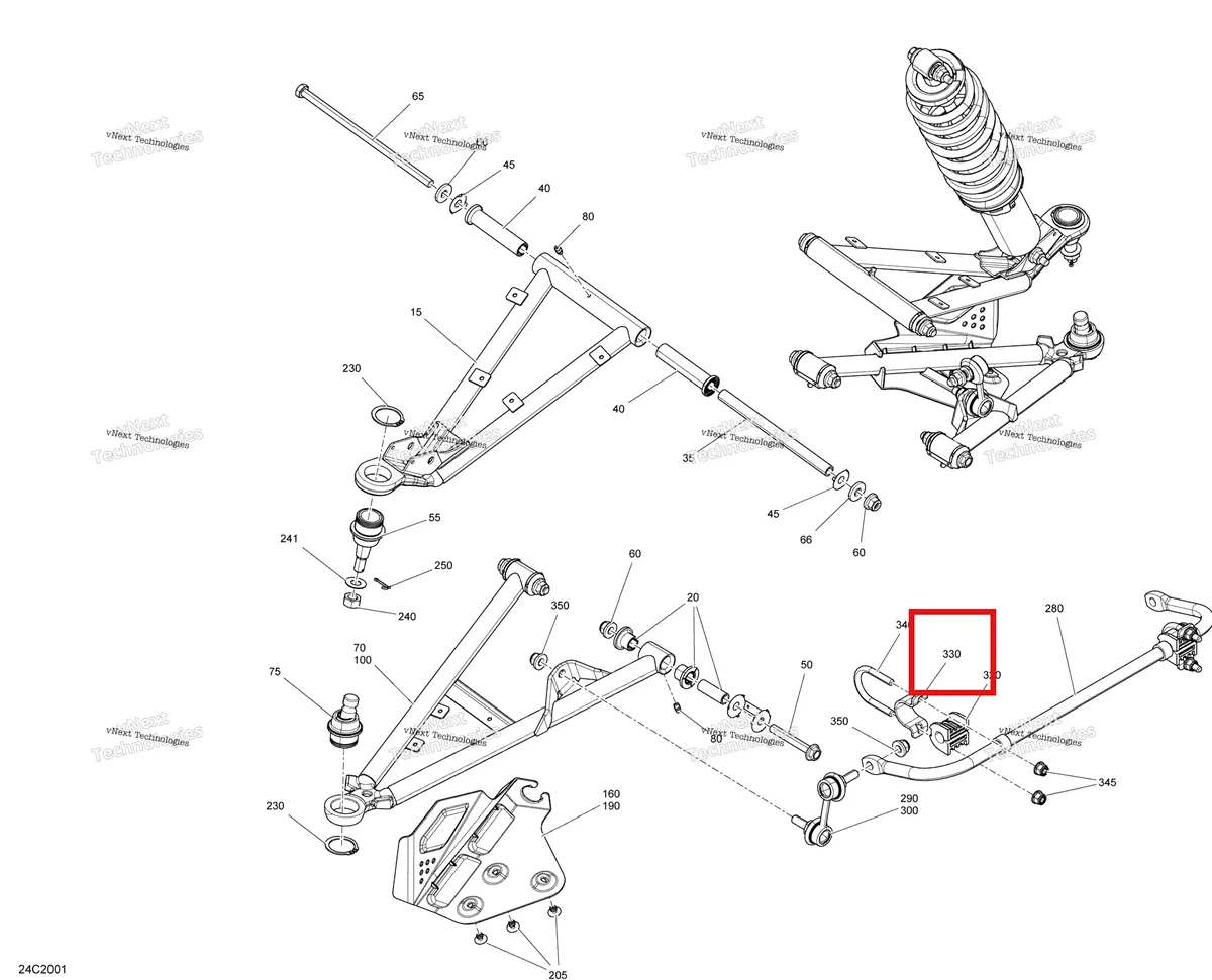 Деталь 706201087 на схеме узла 2020 Can-Am Commander MAX 800R EFI Front Suspension