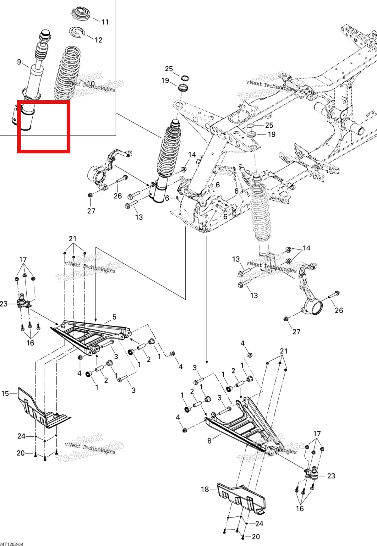 Деталь 706201108 на схеме узла 2012 Can-Am Outlander 500EFI STD & XT Front Suspension