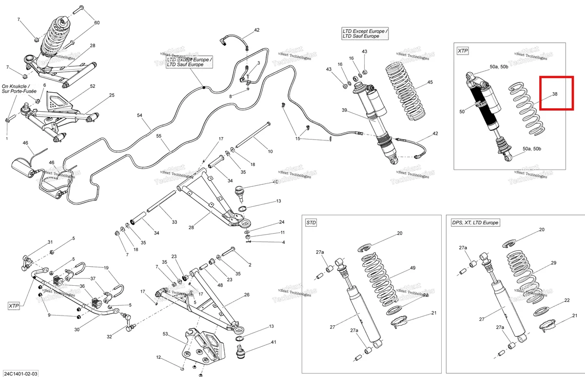 Деталь 706201124 на схеме узла 2014 Can-Am COMMANDER 1000 STD, DPS, XT, XT-P Front Suspension