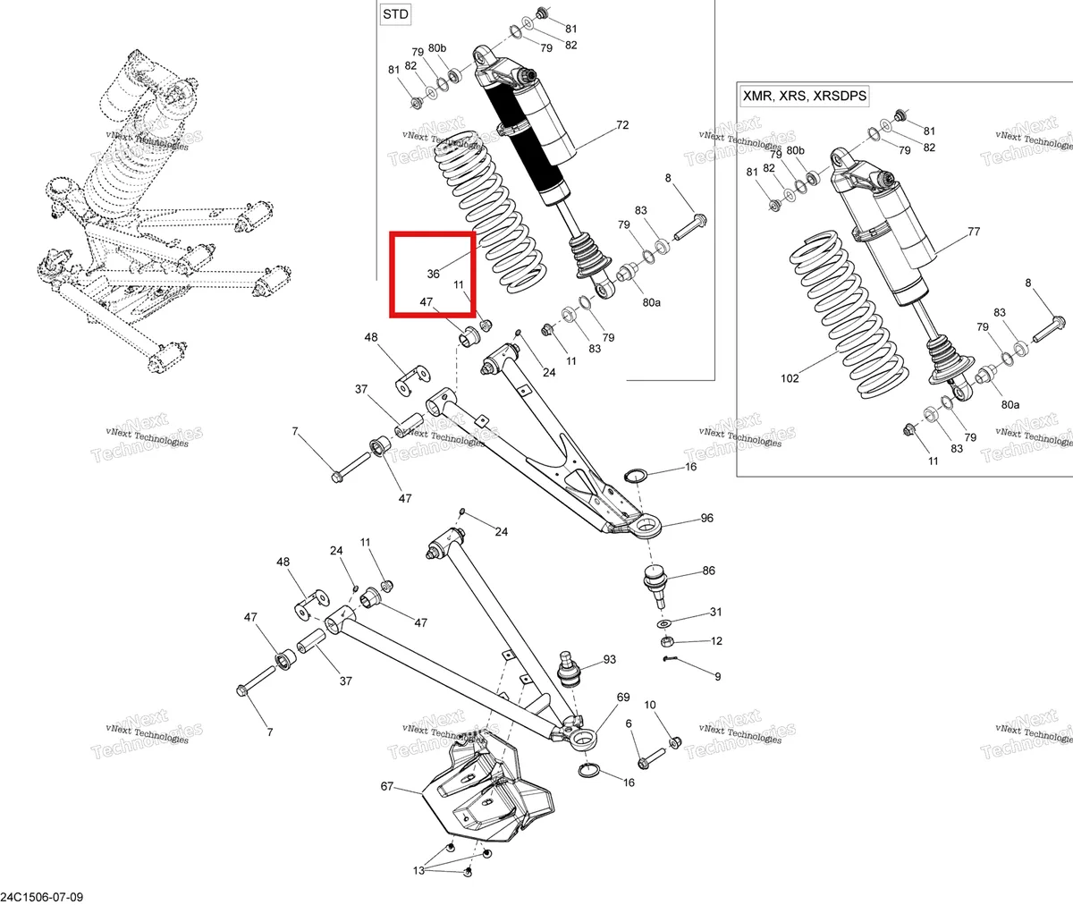 Деталь 706201580 на схеме узла 2015 Can-Am MAVERICK 1000_STD_XRS_XRS-DPS Front Suspension