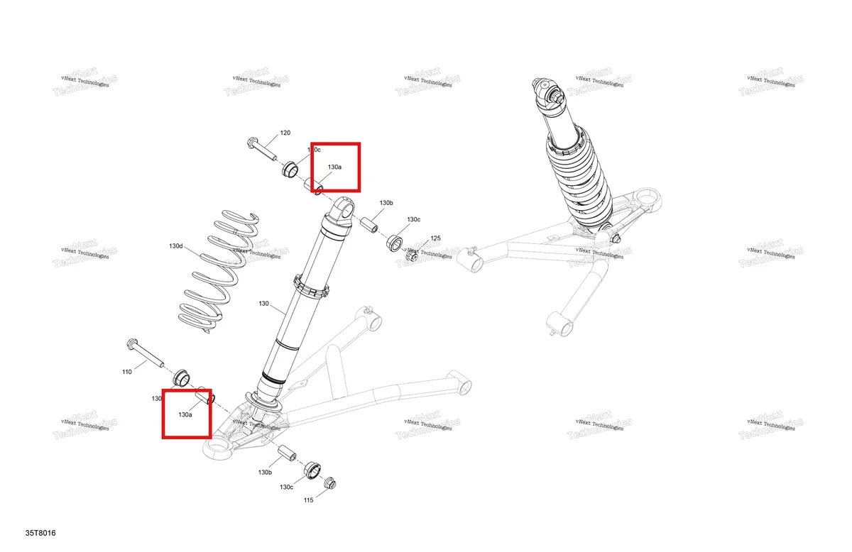 Деталь 706201584 на схеме узла 2018 Can-Am OUTLANDER - 4X4 - XMR - 850 EFI - 4KJA - Can-Am Red Suspension - Front Shocks