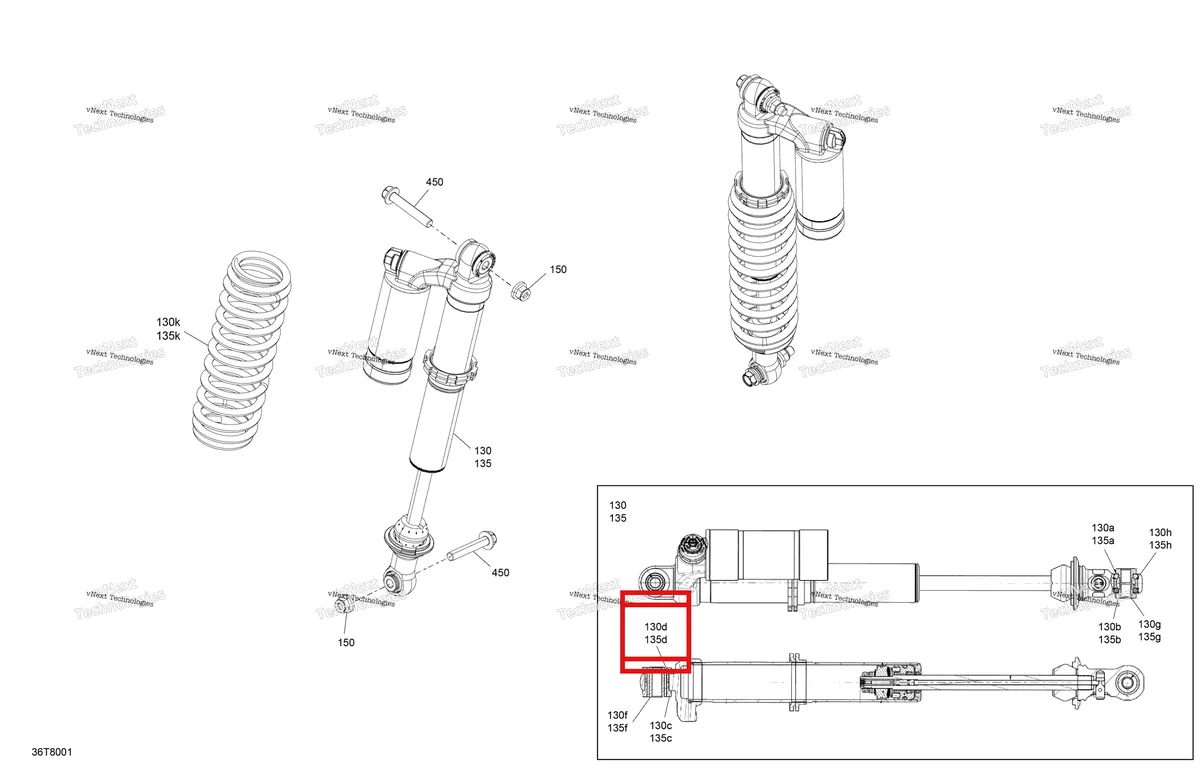 Деталь 706201585 на схеме узла 2018 Can-Am OUTLANDER - 4X4 - XXC - 1000R - 1XJA - Sunburst Yellow Suspension - Rear Shocks