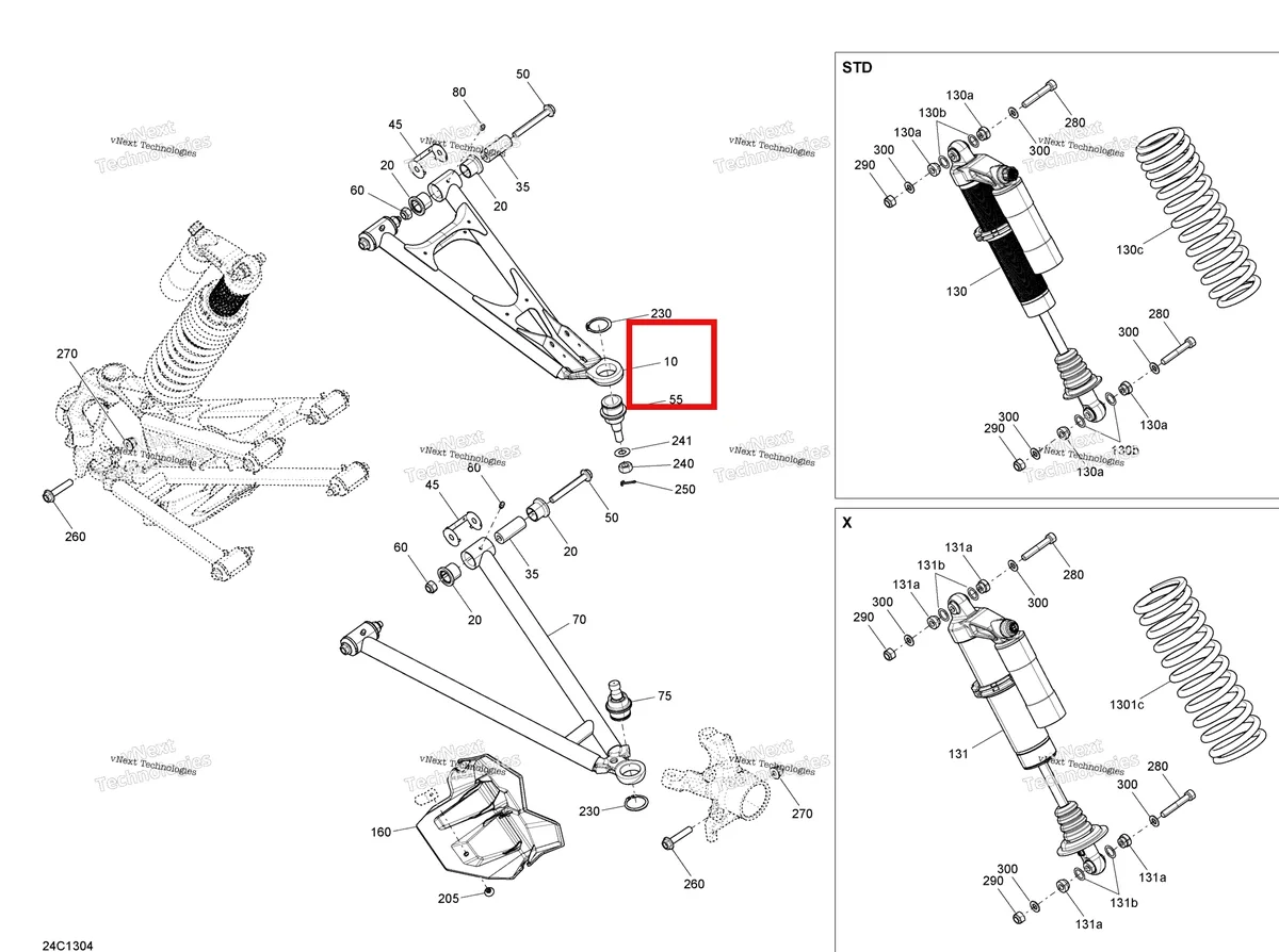 Деталь 706201602 на схеме узла 2013 Can-Am Maverick 1000, STD, XRS Front Suspension