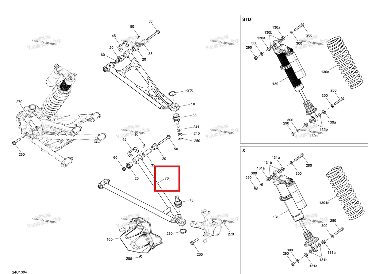 Деталь 706201608 на схеме узла 2013 Can-Am Maverick 1000, STD, XRS Front Suspension