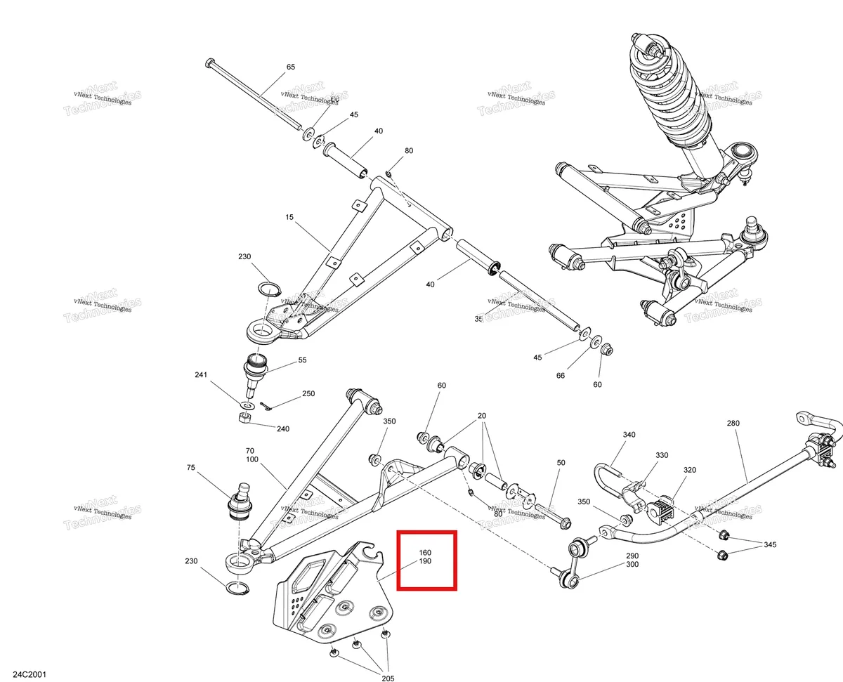 Деталь 706201669 на схеме узла 2020 Can-Am Commander MAX 800R EFI Front Suspension