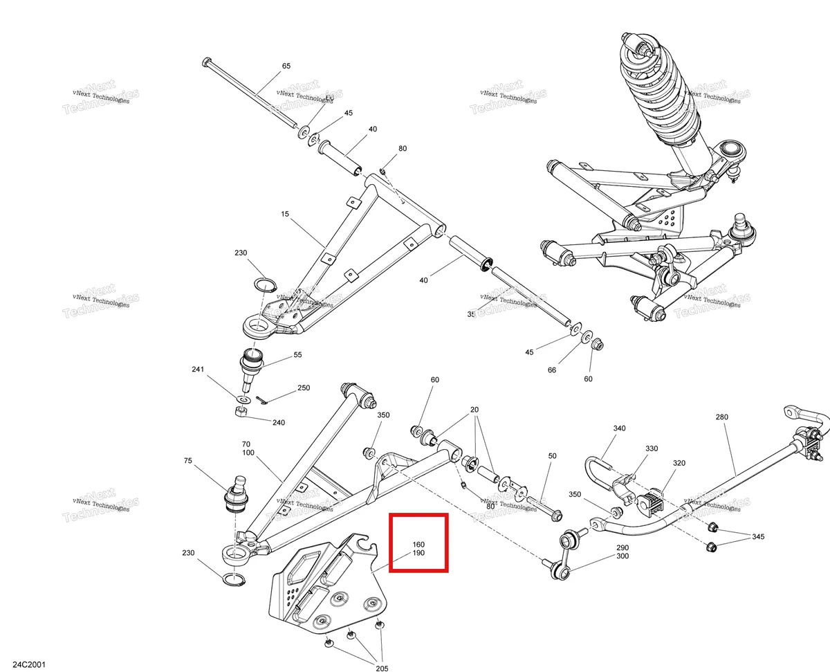 Деталь 706201670 на схеме узла 2020 Can-Am Commander MAX 800R EFI Front Suspension