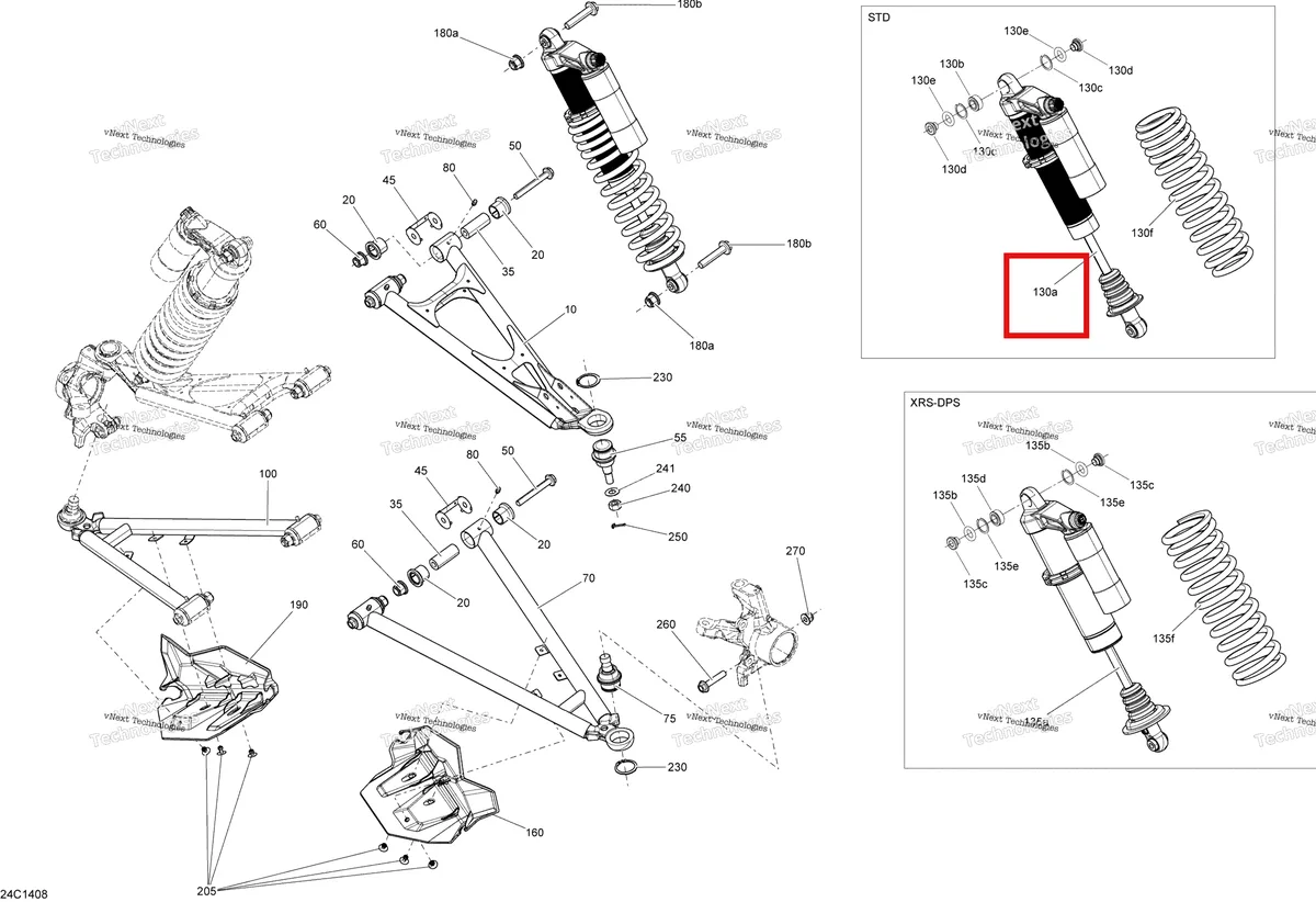 Деталь 706201706 на схеме узла 2014 Can-Am MAVERICK MAX 1000, STD, XRS, XRS-DPS Front Suspension
