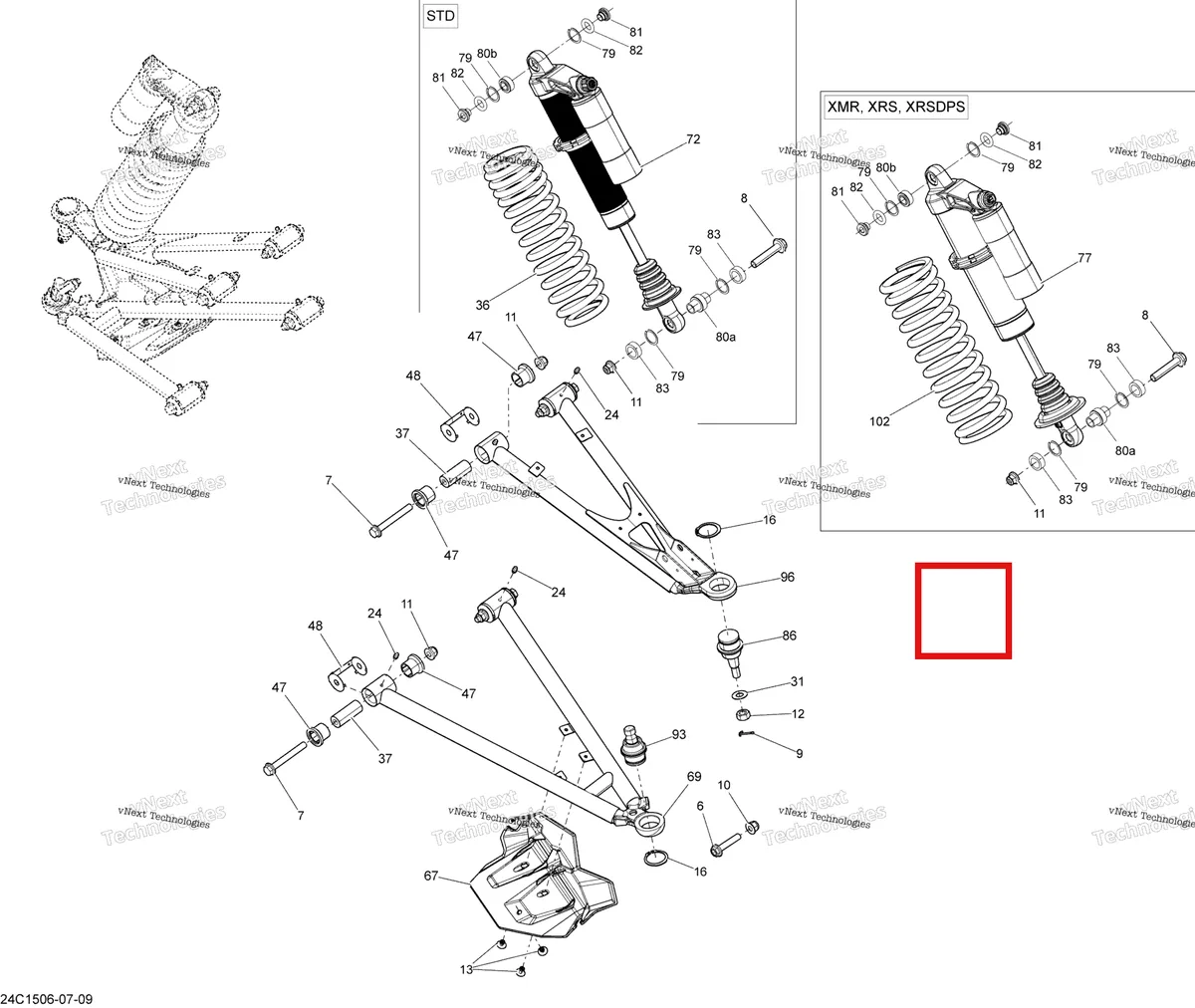 Деталь 706201707 на схеме узла 2015 Can-Am MAVERICK MAX 1000_STD_XRS-DPS Front Suspension