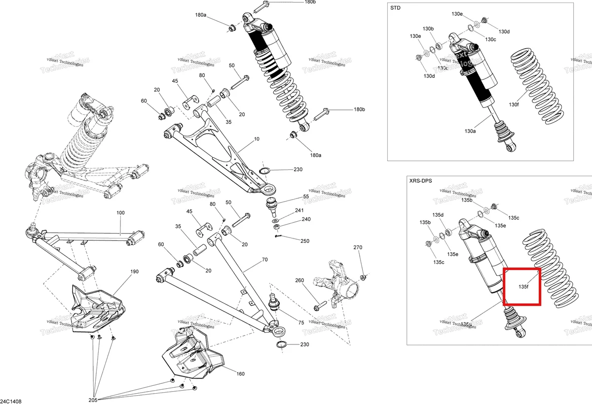 Деталь 706201711 на схеме узла 2014 Can-Am MAVERICK MAX 1000, STD, XRS, XRS-DPS Front Suspension
