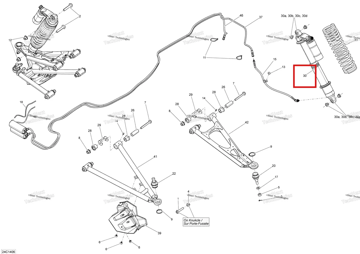 Деталь 706201717 на схеме узла 2014 Can-Am MAVERICK 1000_XMR Front Suspension