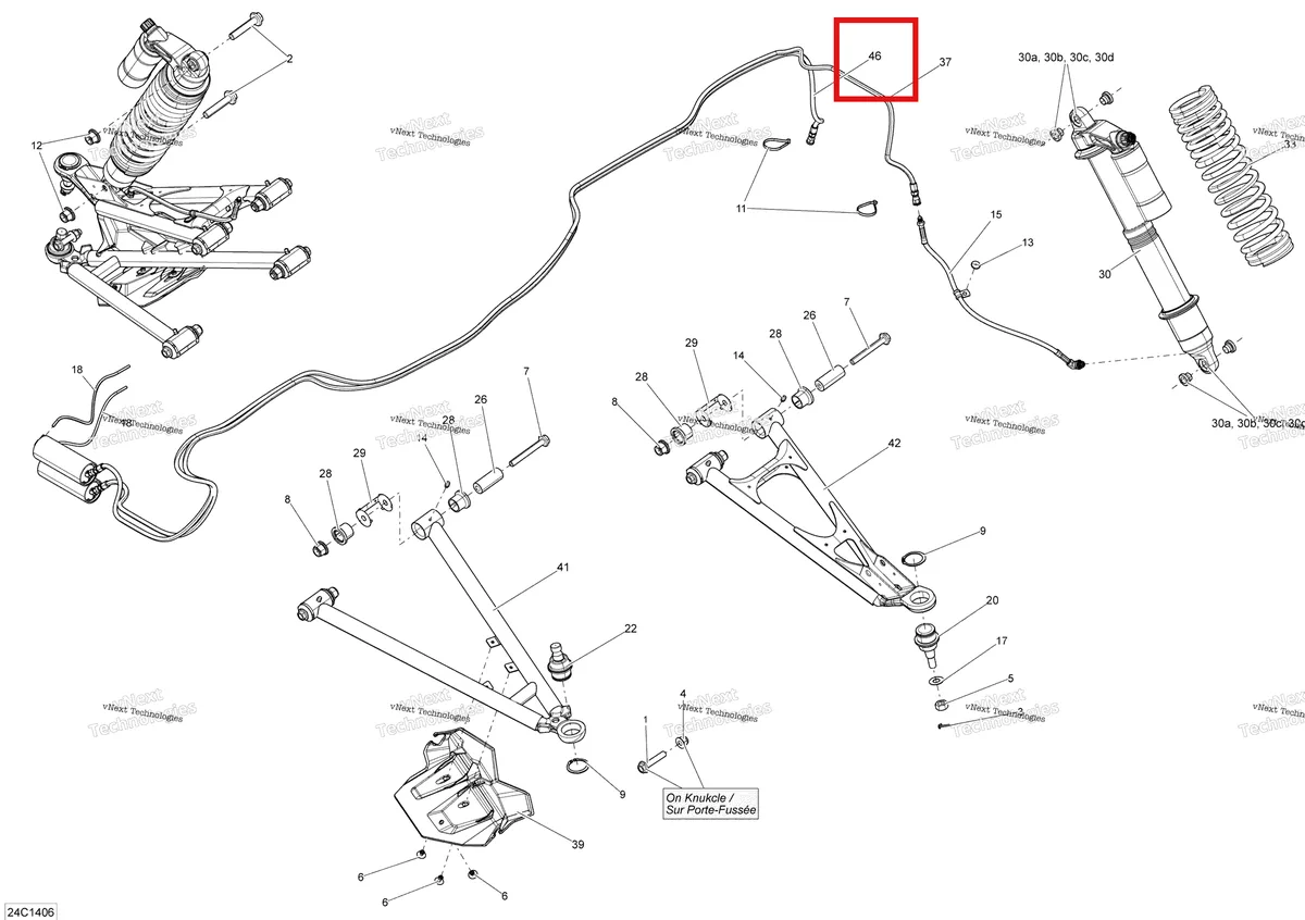 Деталь 706201965 на схеме узла 2014 Can-Am MAVERICK 1000_XMR Front Suspension