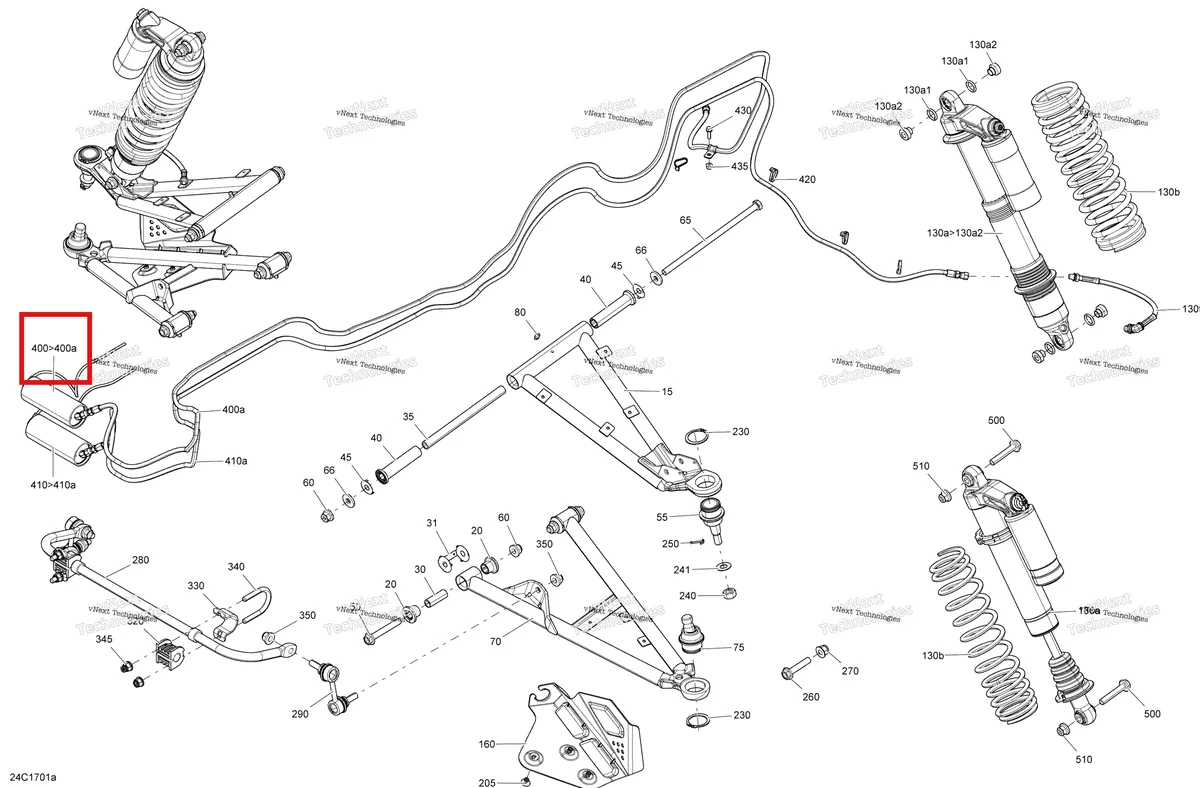 Деталь 706201997 на схеме узла 2017 Can-Am Commander - Commander Max Front Suspension - Package Ltd