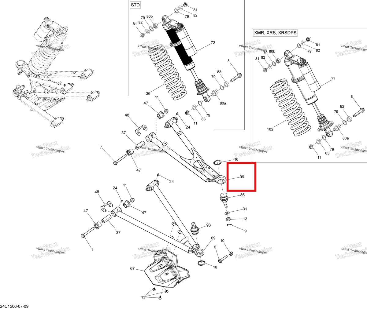 Деталь 706202090 на схеме узла 2015 Can-Am MAVERICK 1000_STD_XRS_XRS-DPS Front Suspension