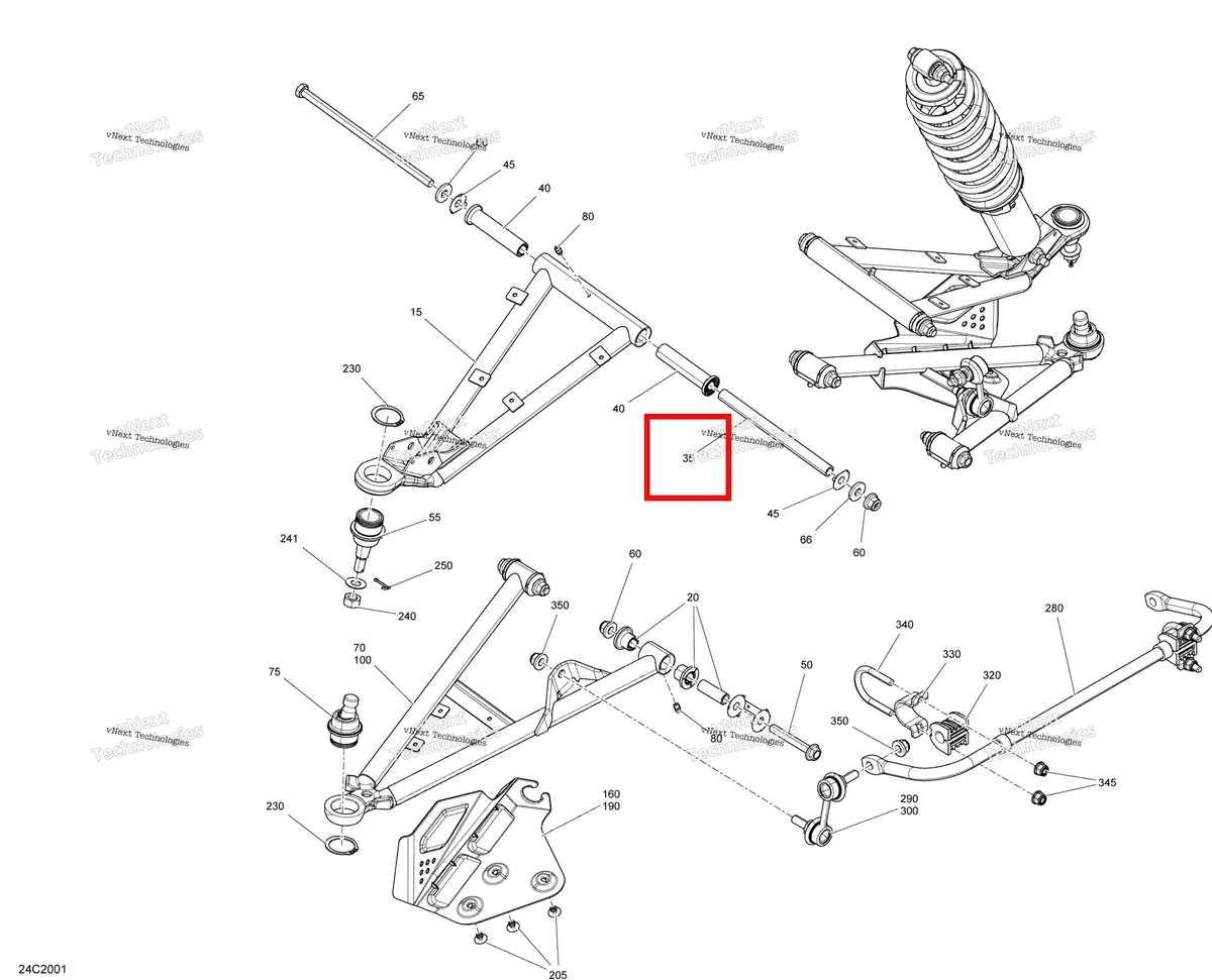 Деталь 706202445 на схеме узла 2020 Can-Am Commander MAX 800R EFI Front Suspension