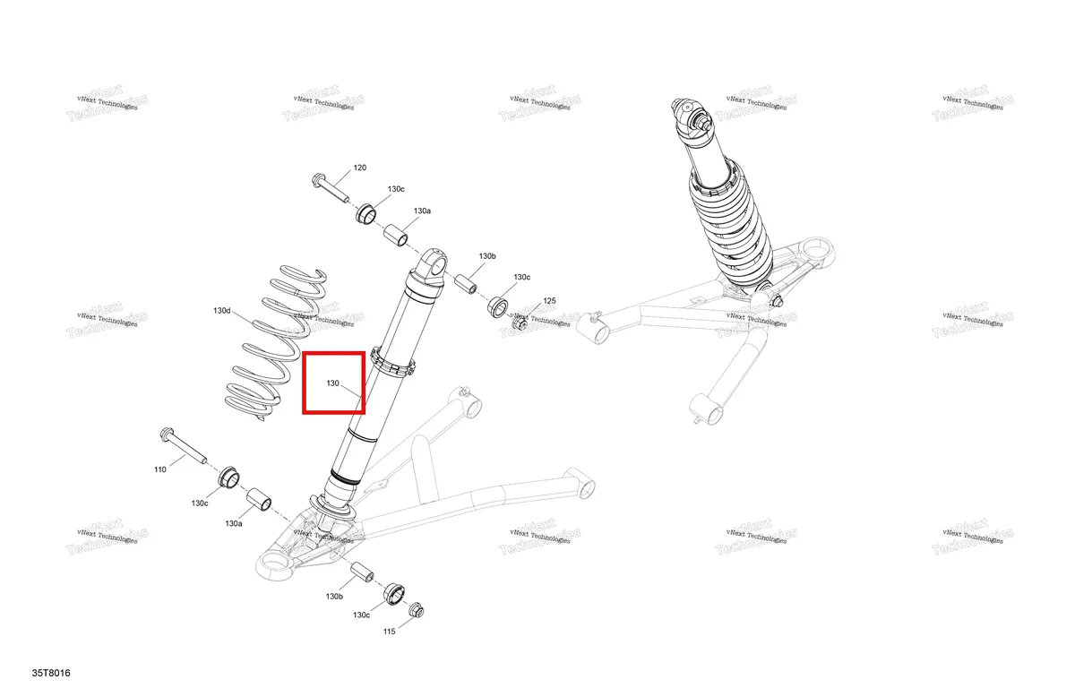 Деталь 706202489 на схеме узла 2018 Can-Am OUTLANDER - 4X4 - XMR - 850 EFI - 4KJA - Can-Am Red Suspension - Front Shocks