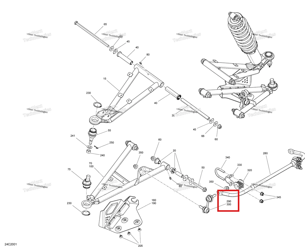 Деталь 706202536 на схеме узла 2020 Can-Am Commander MAX 800R EFI Front Suspension