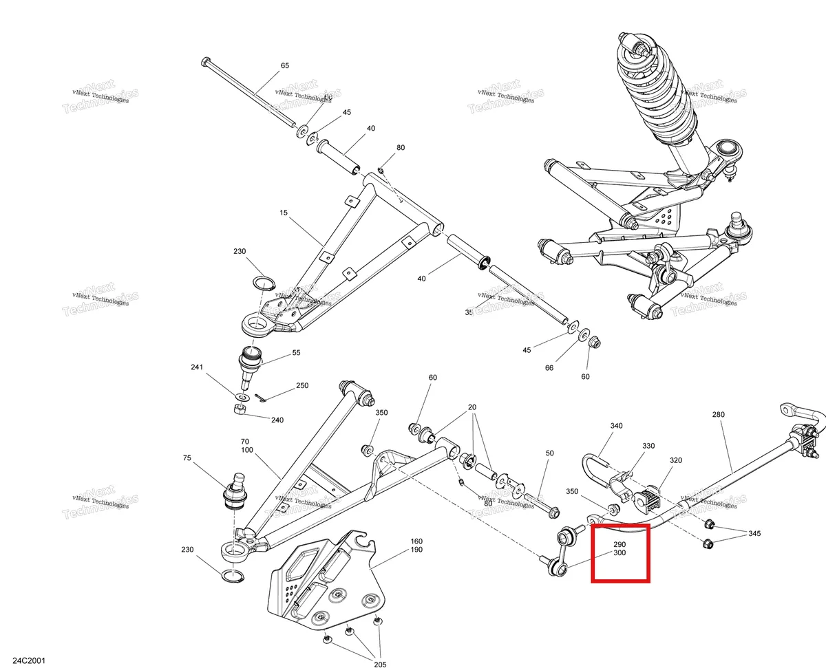 Деталь 706202537 на схеме узла 2020 Can-Am Commander MAX 800R EFI Front Suspension