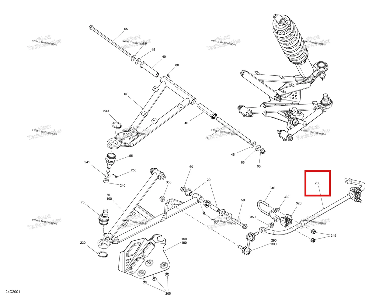 Деталь 706202560 на схеме узла 2020 Can-Am Commander MAX 800R EFI Front Suspension