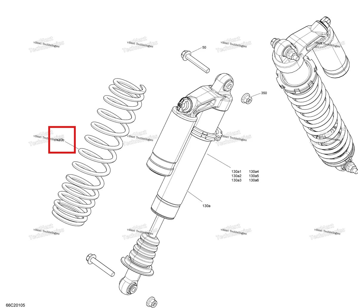 Деталь 706203004 на схеме узла 2020 Can-Am Commander MAX 1000R EFI Front Shocks - Ltd