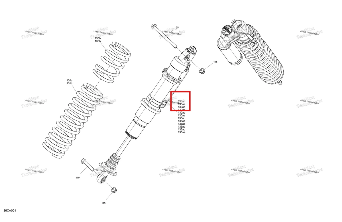Деталь 706203243 на схеме узла 2021 Can-Am Maverick Turbo R - DS - CE Suspension - Front Shocks