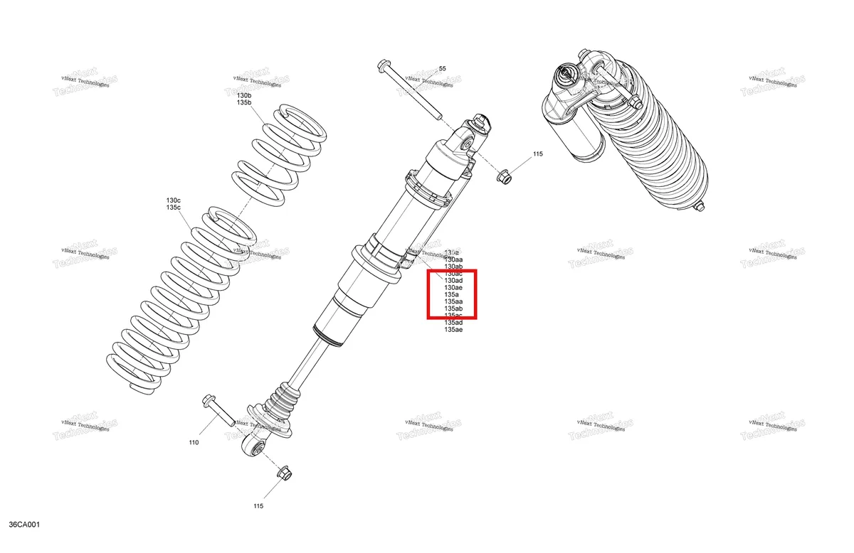 Деталь 706203244 на схеме узла 2021 Can-Am Maverick Turbo R - DS - CE Suspension - Front Shocks