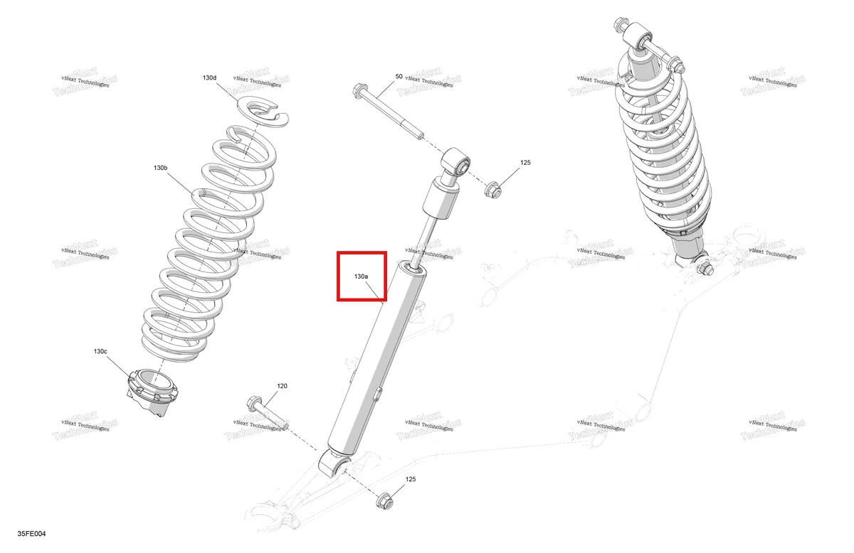 Деталь 706203304 на схеме узла 2025 Can-Am OUTLANDER - 4X4 - XMR - 700 - 1SSA - Legion Red Suspension - Front Shocks