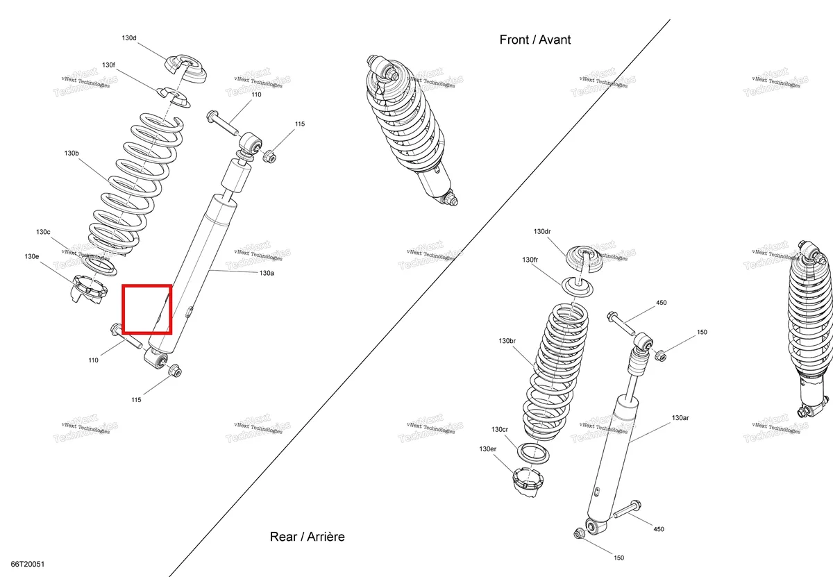 Деталь 706203410 на схеме узла 2020 Can-Am Outlander MAX 650 EFI Shocks - Xt