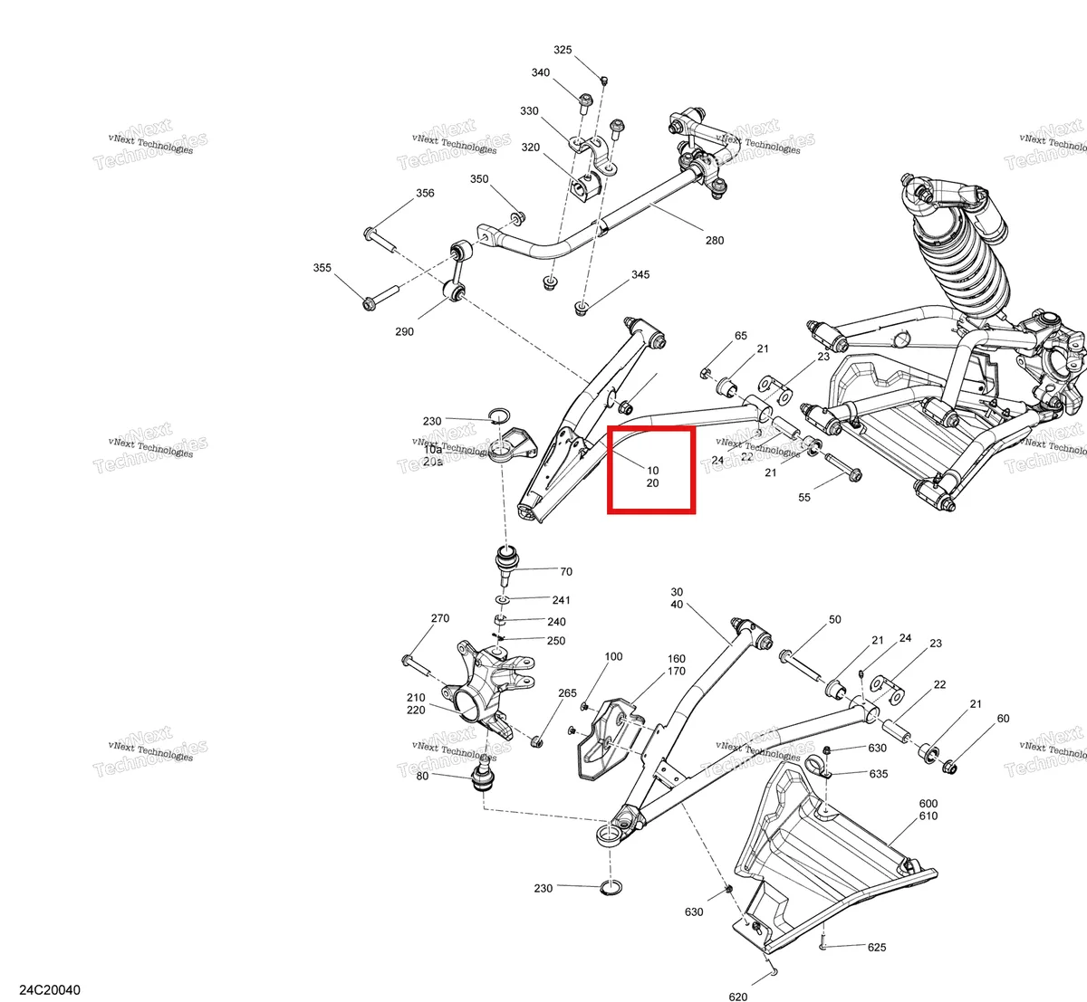 Деталь 706204061 на схеме узла 2020 Can-Am Maverick Sport 1000R - XRC Front Suspension