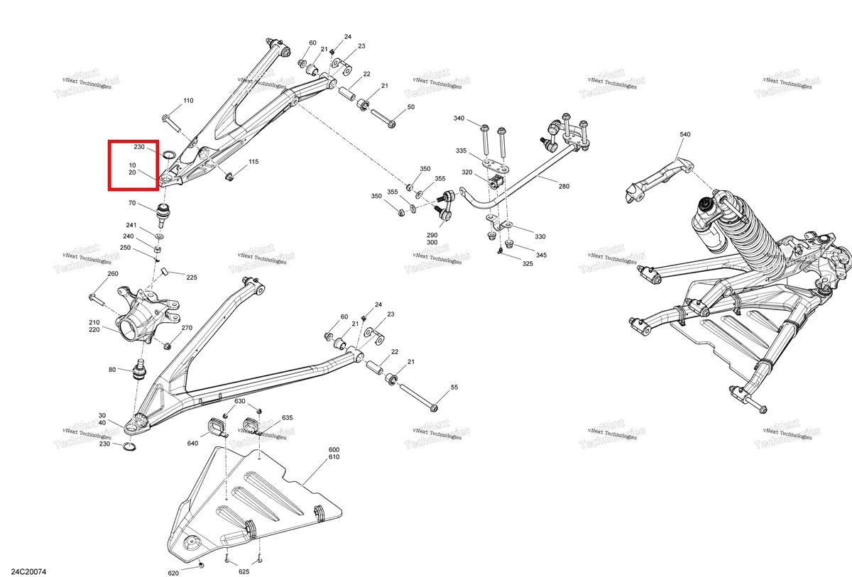 Деталь 706204100 на схеме узла 2020 Can-Am Maverick Turbo RR - XRC Front Suspension