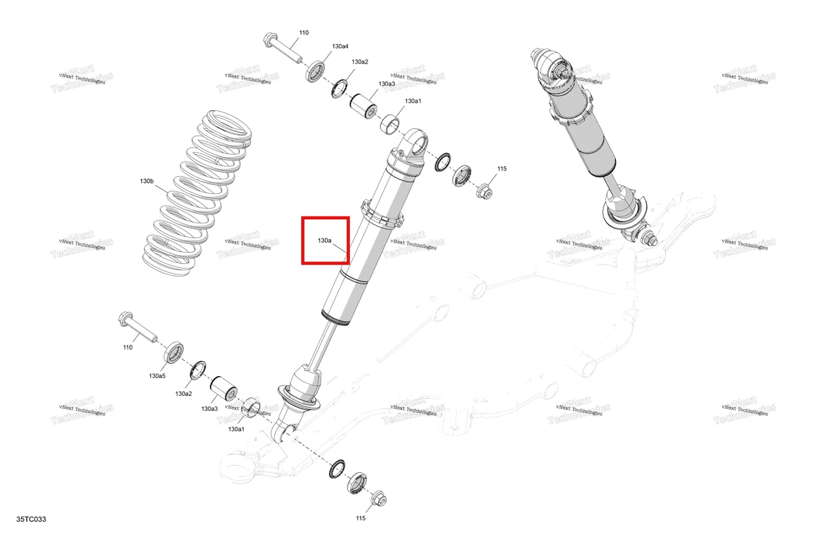 Деталь 706204835 на схеме узла 2023 Can-Am Renegade 650 EFI - STD Suspension - Front Shocks - Built Up To December 31St 2022