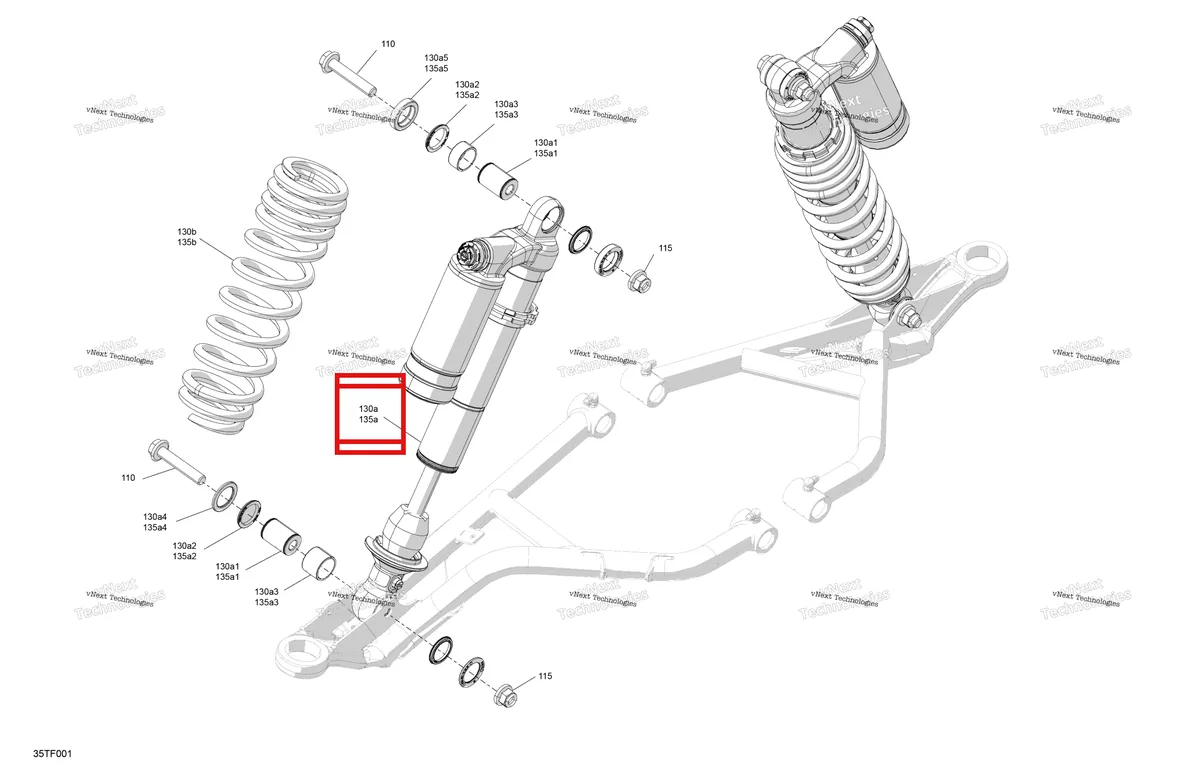 Деталь 706204836 на схеме узла 2026 Can-Am RENEGADE - 4X4 - XXC - 1000R EFI - 5VTB - Catalyst Gray Suspension - Front Shocks