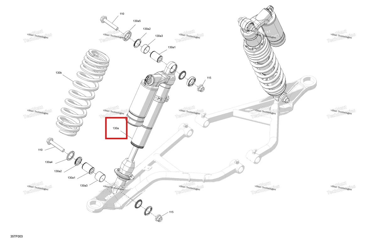 Деталь 706204838 на схеме узла 2026 Can-Am RENEGADE - 4X4 - XMR - 1000R EFI - 5UTA - Hyper Silver Suspension - Front Shocks
