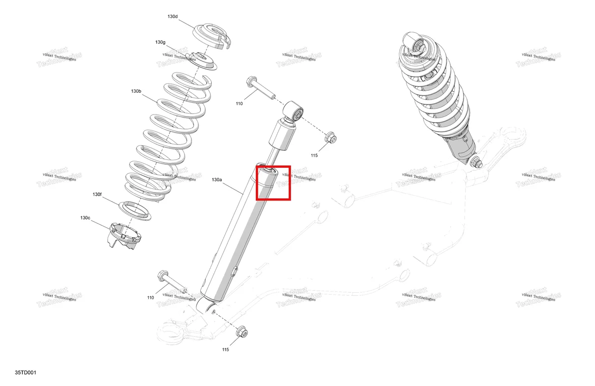 Деталь 706205059 на схеме узла 2024 Can-Am Outlander MAX 850 EFI 4X4 - 2LRA - XT Package - Platinum Silver Satin Suspension - Front Shocks