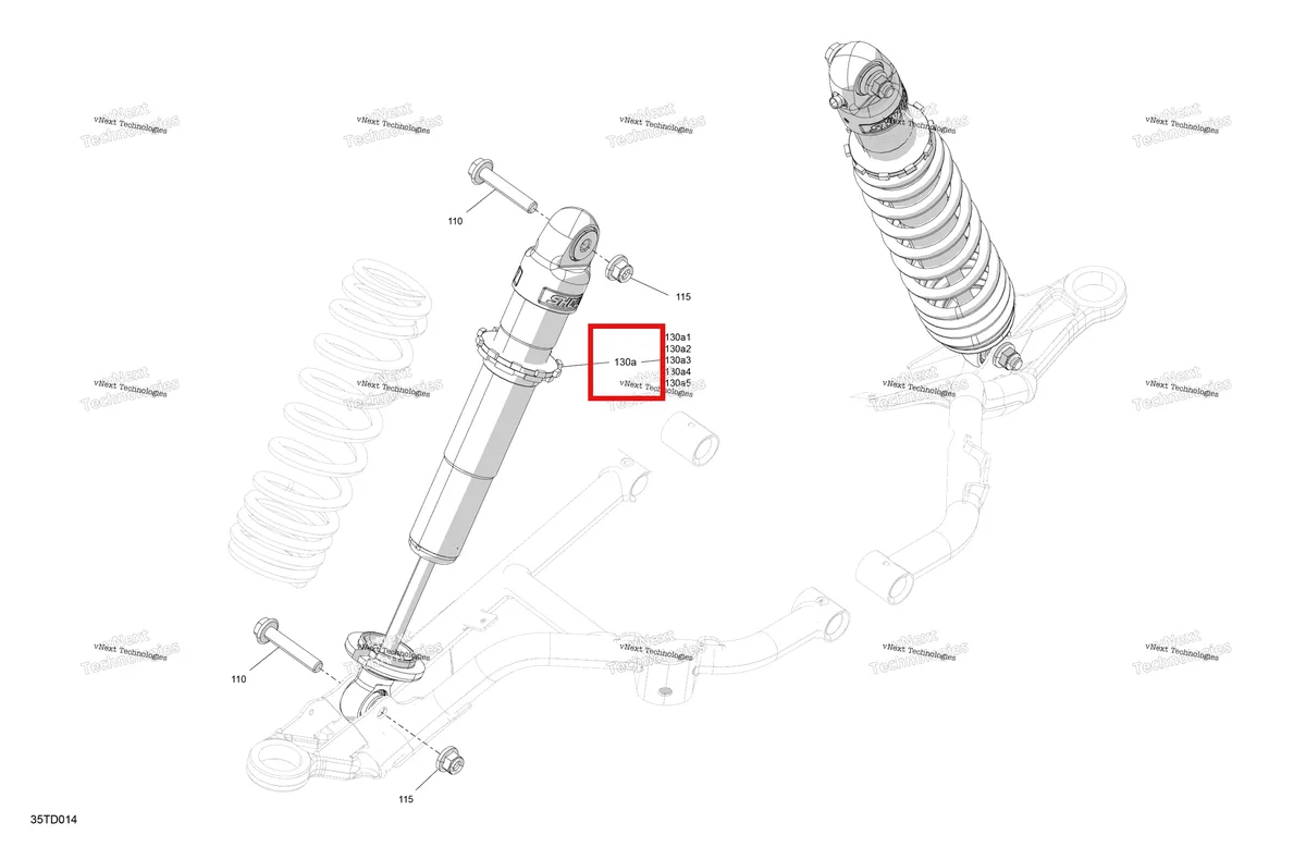 Деталь 706205064 на схеме узла 2024 Can-Am Outlander 1000R EFI 4X4 - 5KRB - X MR Package - Hyper Silver Suspension - Front Shocks