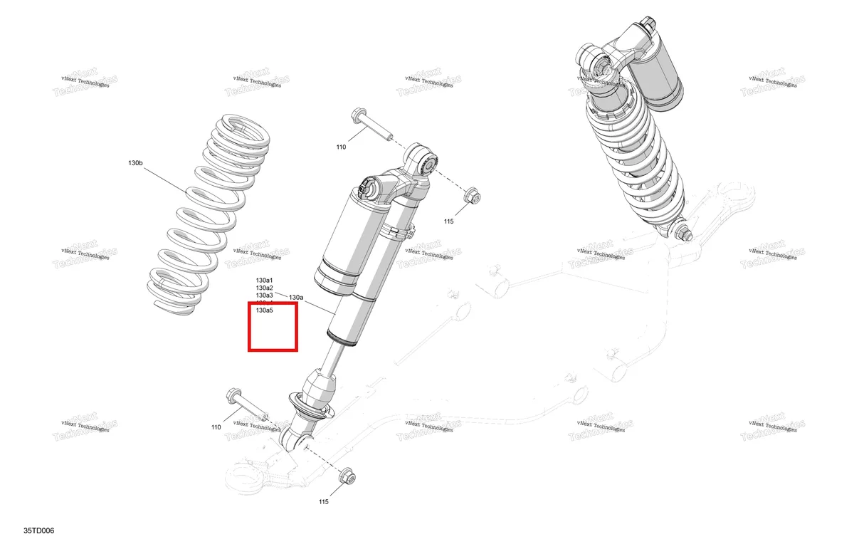 Деталь 706205134 на схеме узла 2024 Can-Am Outlander 850 EFI 4X4 - 5RRA - XT-P Package - Hyper Silver Suspension - Front Shocks