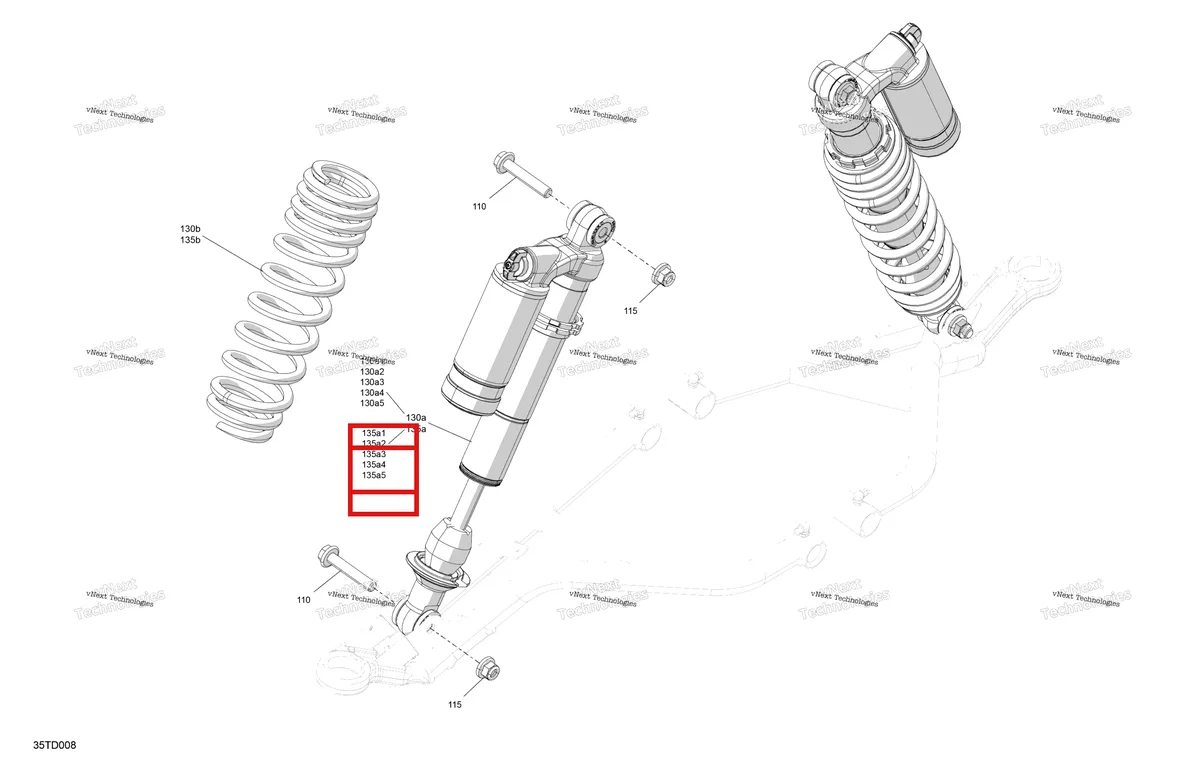 Деталь 706205138 на схеме узла 2024 Can-Am Outlander 1000R EFI 4X4 - 4MRA - X XC Package - Chalk Suspension - Front Shocks