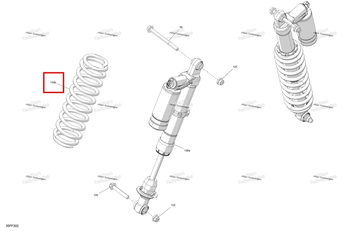 Деталь 706205411 на схеме узла 2026 Can-Am OUTLANDER - 4X4 - XTP - 1000R - 4HTB - CALI - Mineral Gray Satin Suspension - Front Shocks