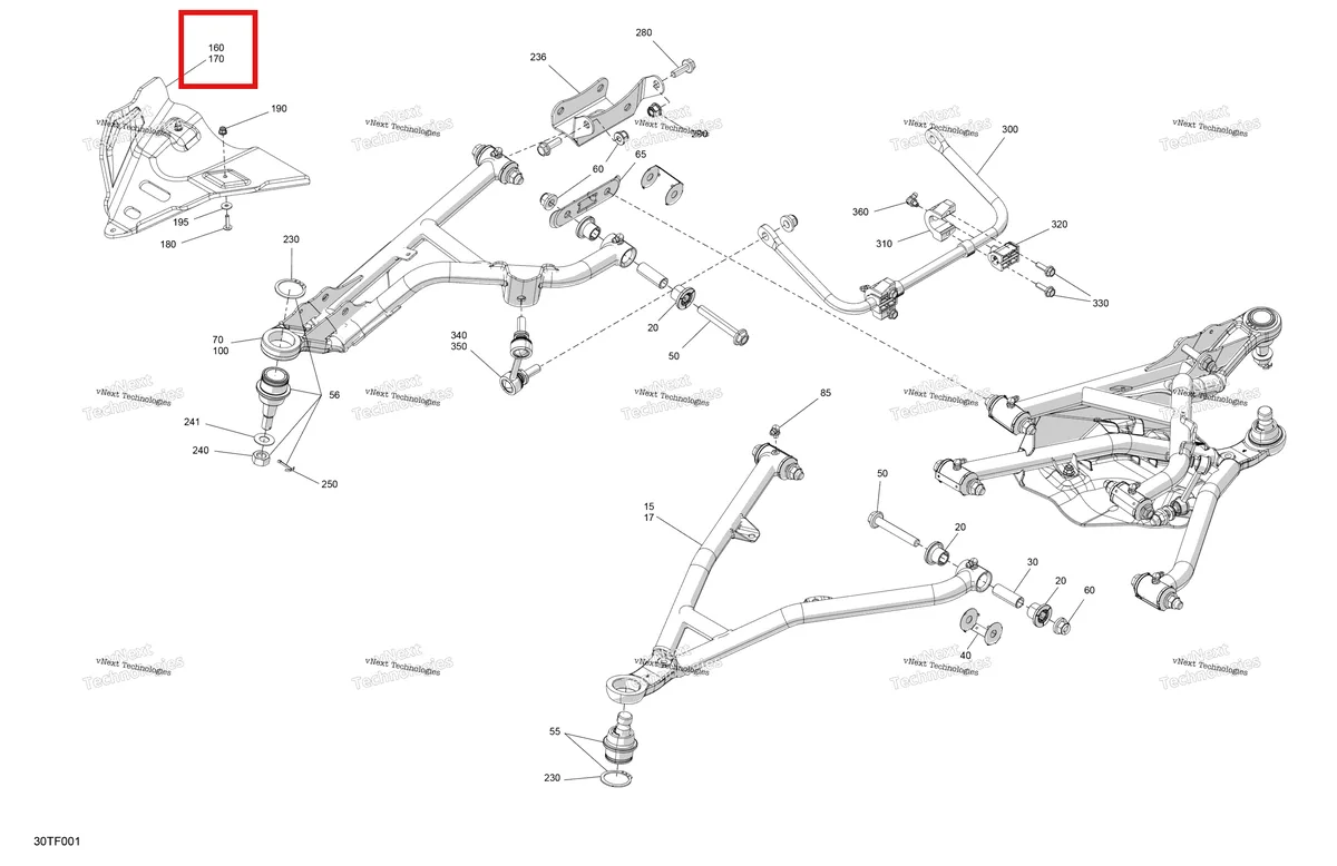 Деталь 706205519 на схеме узла 2026 Can-Am RENEGADE - 4X4 - XMR - 1000R EFI - 5UTA - Hyper Silver Suspension - Front Components