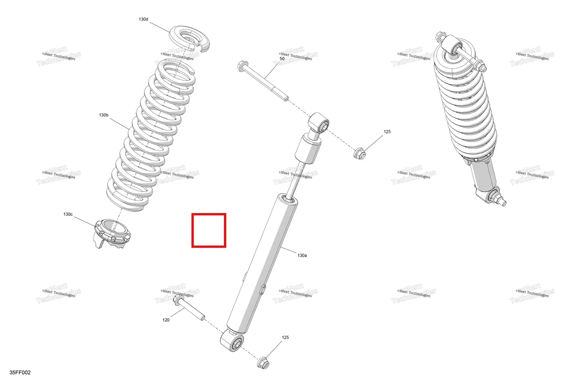 Деталь 706205642 на схеме узла 2026 Can-Am OUT-MAX - 4X4 - DPS - 500 - 1VTB - Legion Red Suspension - Front Shocks
