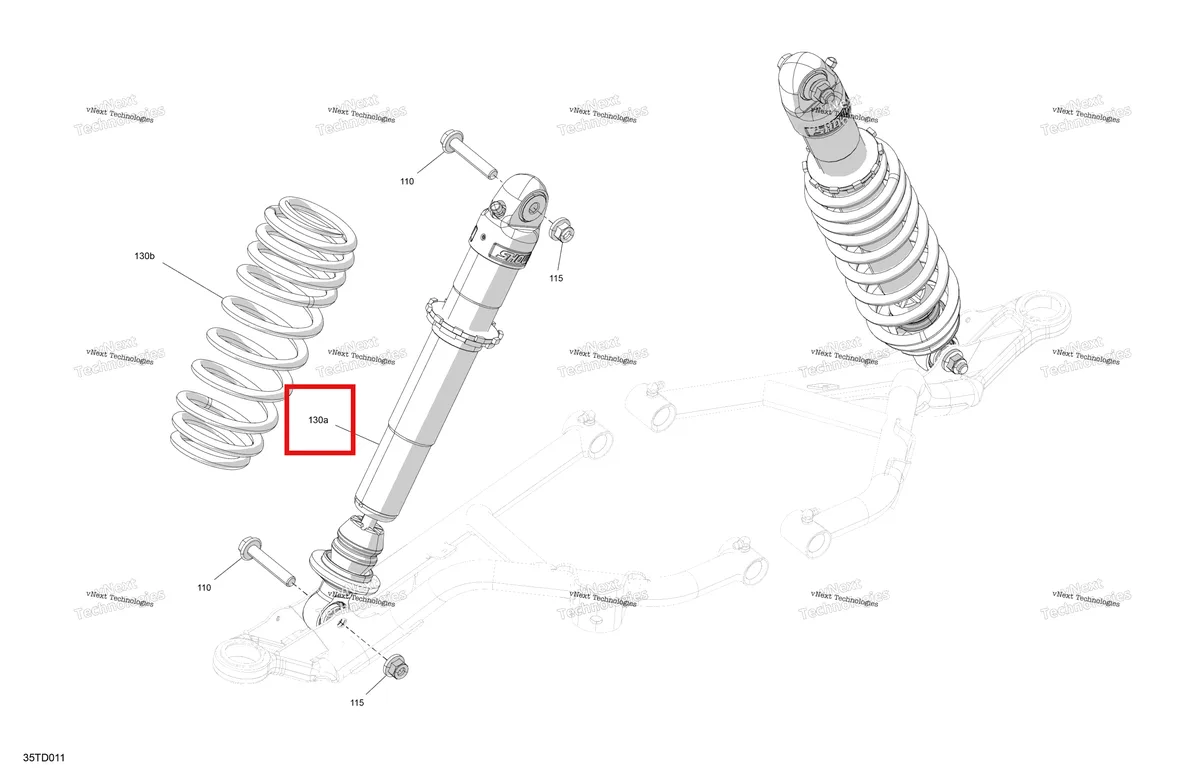 Деталь 706205909 на схеме узла 2024 Can-Am Outlander 850 EFI 4X4 - 4KRA - X MR Package - Legion Red Suspension - Front Shocks