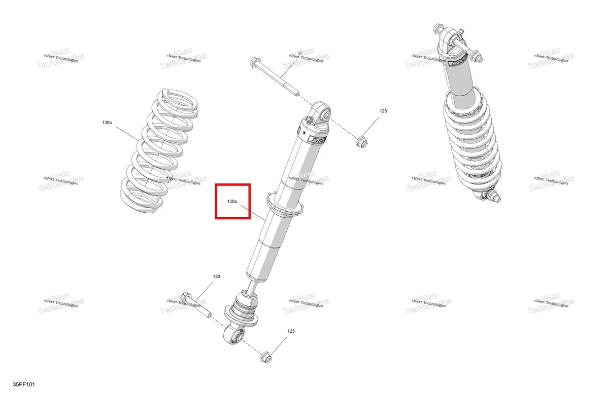 Деталь 706205946 на схеме узла 2026 Can-Am OUT-MAX - 6X6 - BACKCOUNTRY - 1000R EFI - 2KTA - Stealth Black Suspension - Front Shocks