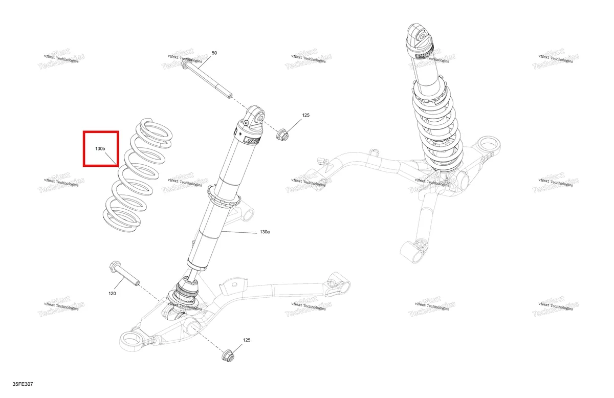 Деталь 706205958 на схеме узла 2025 Can-Am OUTLANDER - 4X4 - XMR - 850 - 4KSA - Granite Grey Suspension - Front Shocks